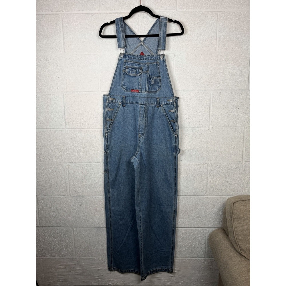Vtg 90s Y2K No Boundaries Denim Overalls Size M Workwear Grunge Wide Leg - Picture 1 of 8